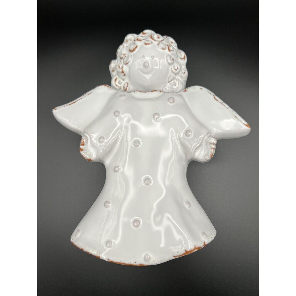 Ceramiche Virginia Italian Pottery White Angel Cherub Lidded Candy Dish Italy